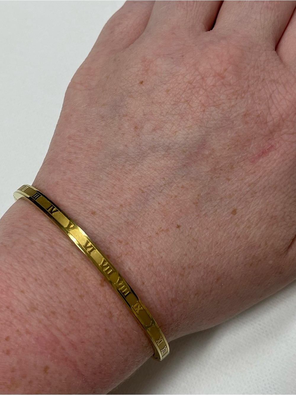 Gold Plated Roman Numeral Bangle Bracelet